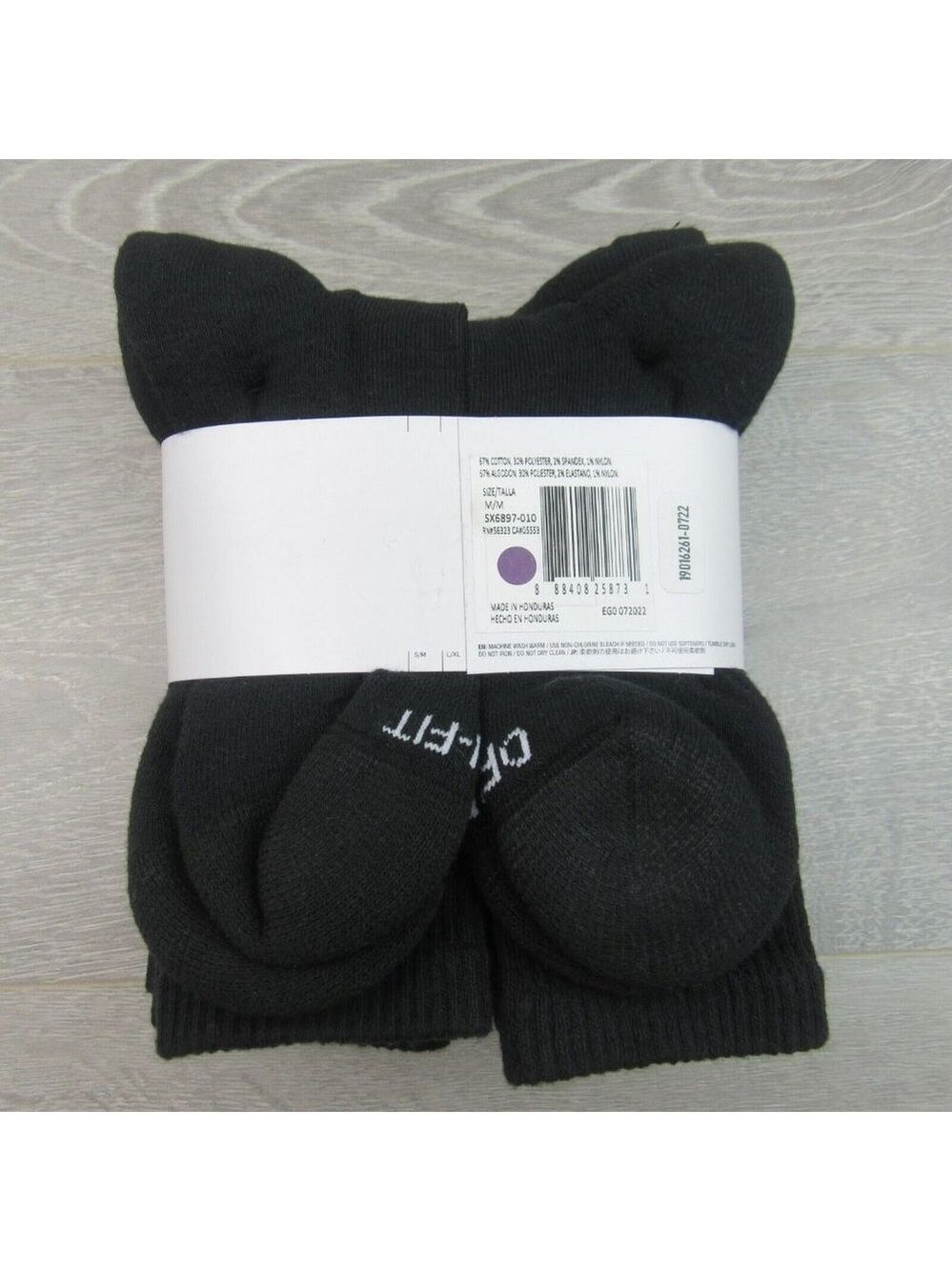 Nike Everyday Plus Dri-Fit Crew Socks Black 6 Pack Womens 6-10 / Youth 5Y-7Y NEW - Picture 6 of 8